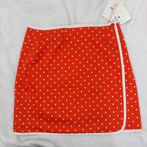 Real Clothes Saks Fifth Avenue Red White Polka Dot Wrap Skirt, 6